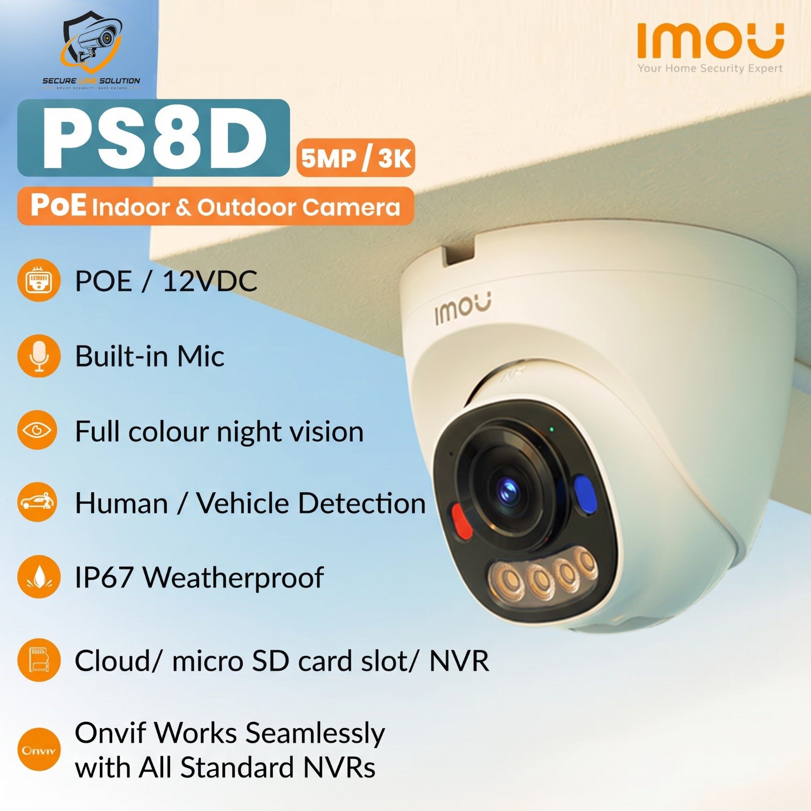 c185d257-f823-4c68-b11c-ae4c5d2b7c2c Imou PS8D 3K - 5MP Wired PoE Indoor & Outdoor Turret Camera - Image 1